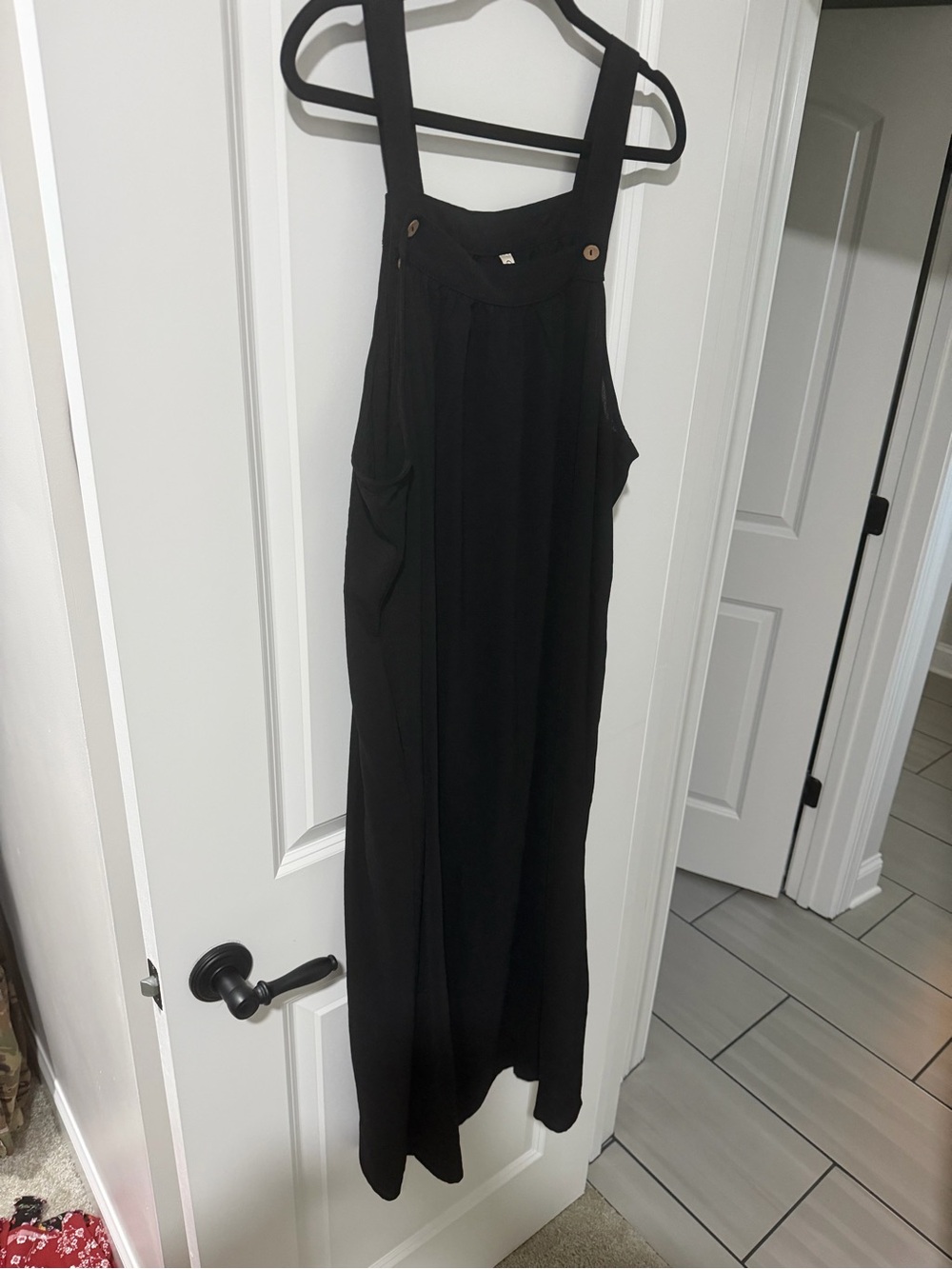 Black Maxi Pinafore Dress with Wide Straps